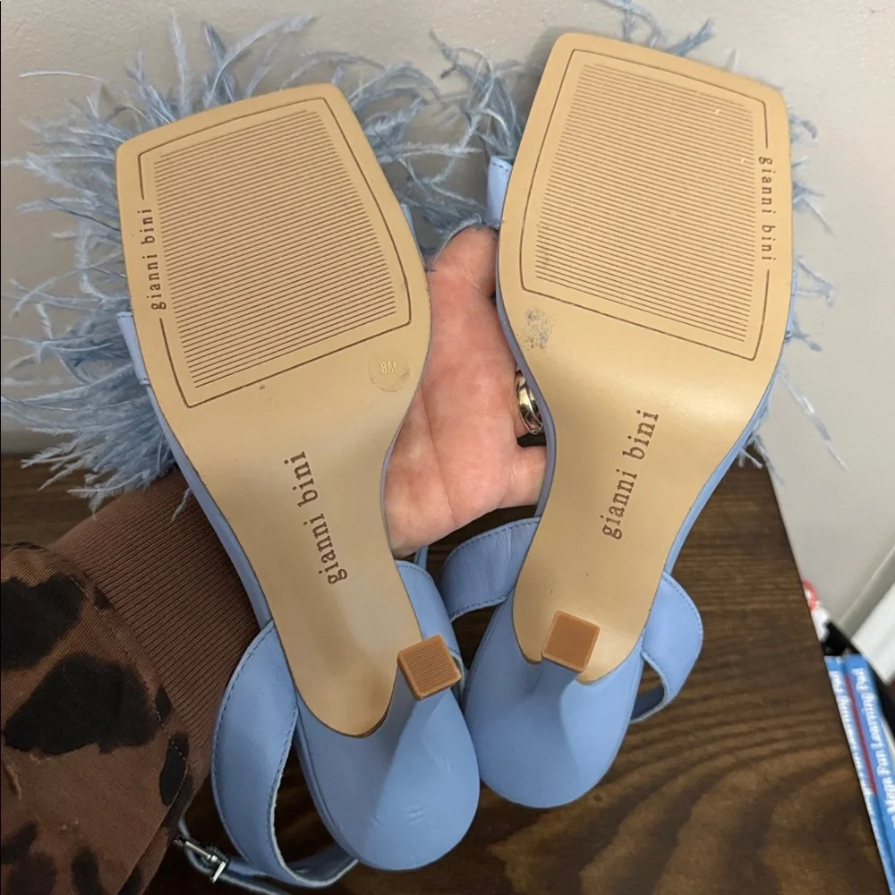 NEW Gianni Bini Neela Feathered Strappy Blue Heels - Picture 8 of 9